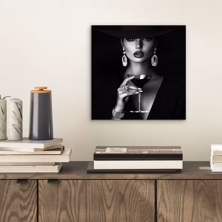 Aluminium schilderij - Vrouw - Cocktail - Chic — 2