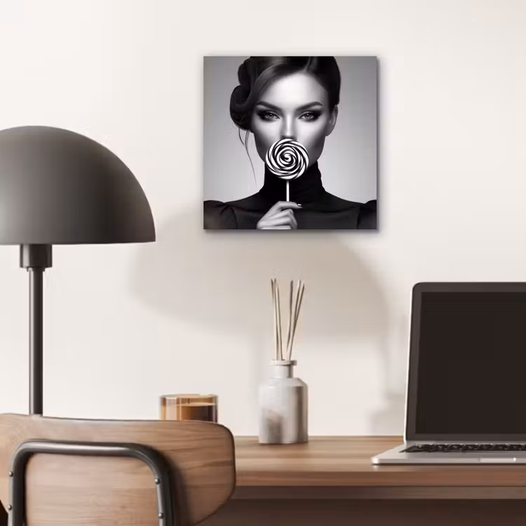Aluminium schilderij - Vrouw - Lolly - Zwart — 6