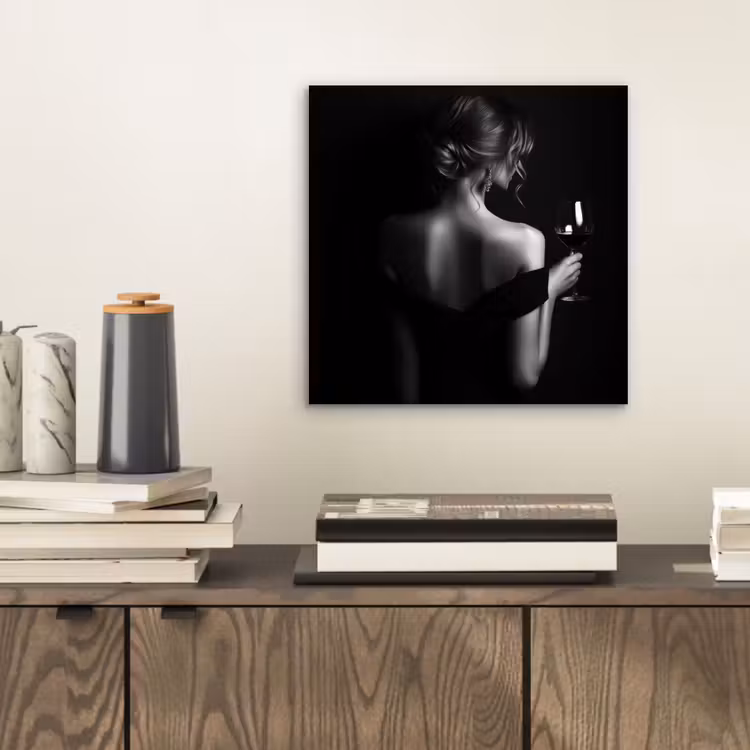 Aluminium schilderij - Vrouw - Wijn - Jurk — 2