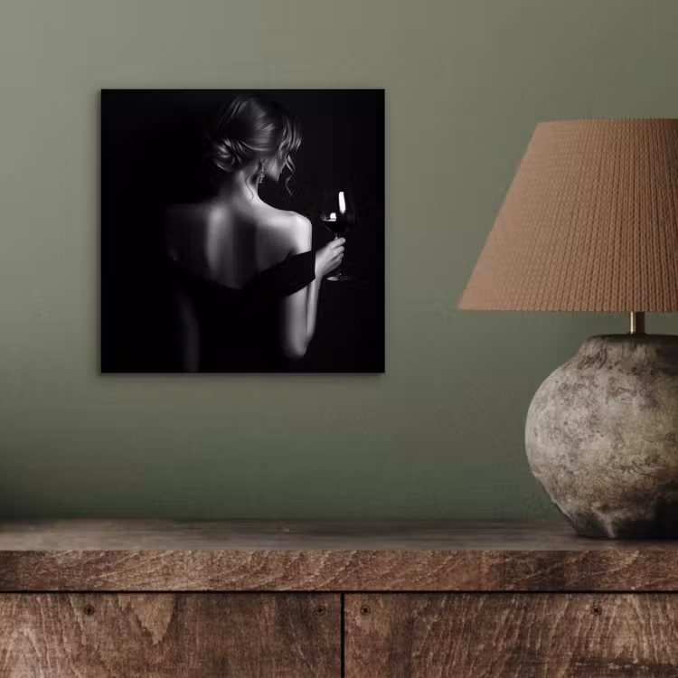 Aluminium schilderij - Vrouw - Wijn - Jurk — 3
