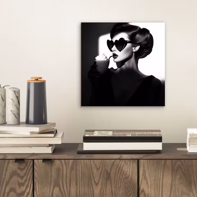Aluminium schilderij - Vrouw - Zwart - Hart — 2