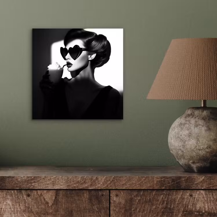 Aluminium schilderij - Vrouw - Zwart - Hart — 3