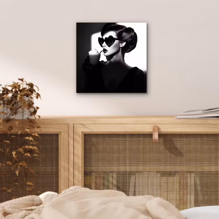 Aluminium schilderij - Vrouw - Zwart - Hart — 4