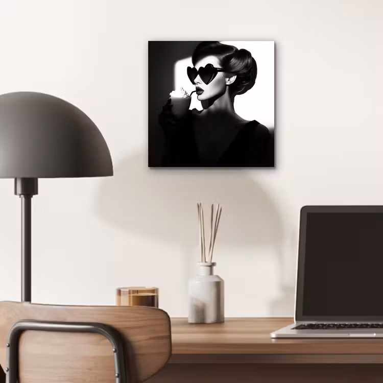 Aluminium schilderij - Vrouw - Zwart - Hart — 6