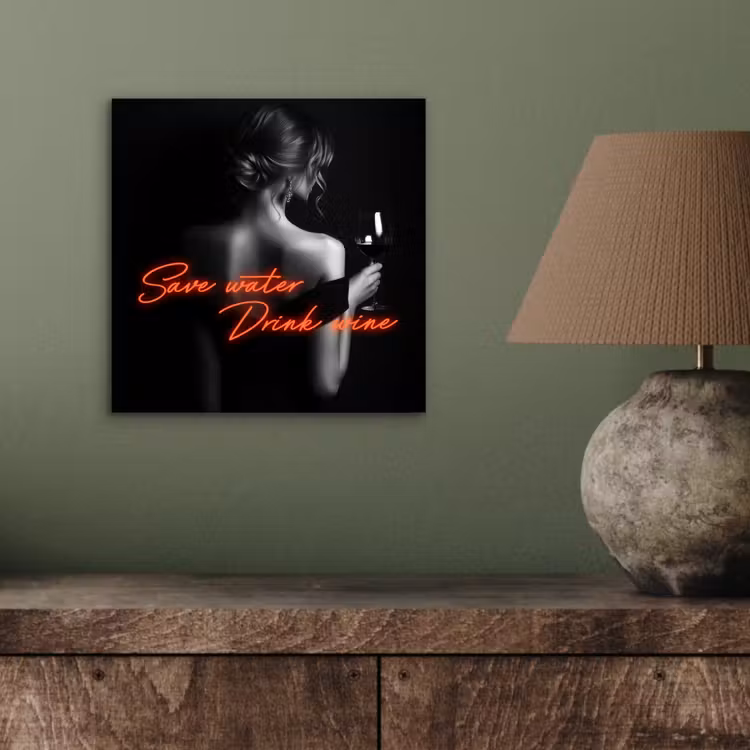 Aluminium schilderij - Wijn - Vrouw - Neon - Quote — 3