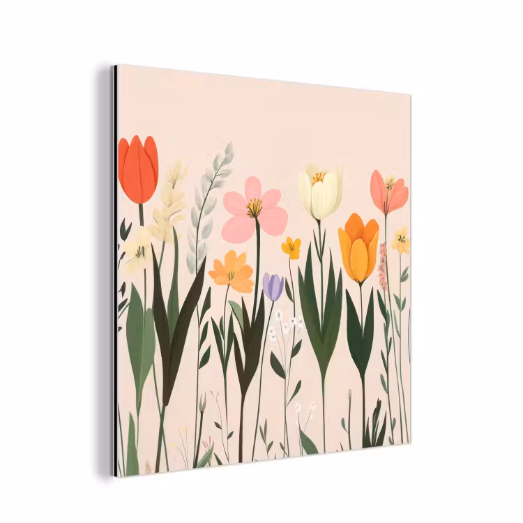 Aluminium schilderij - Pasteltinten - Bloemen - Illustratie — 1