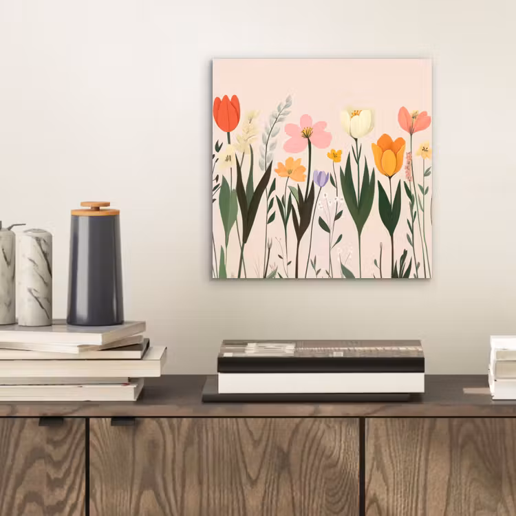 Aluminium schilderij - Pasteltinten - Bloemen - Illustratie — 2