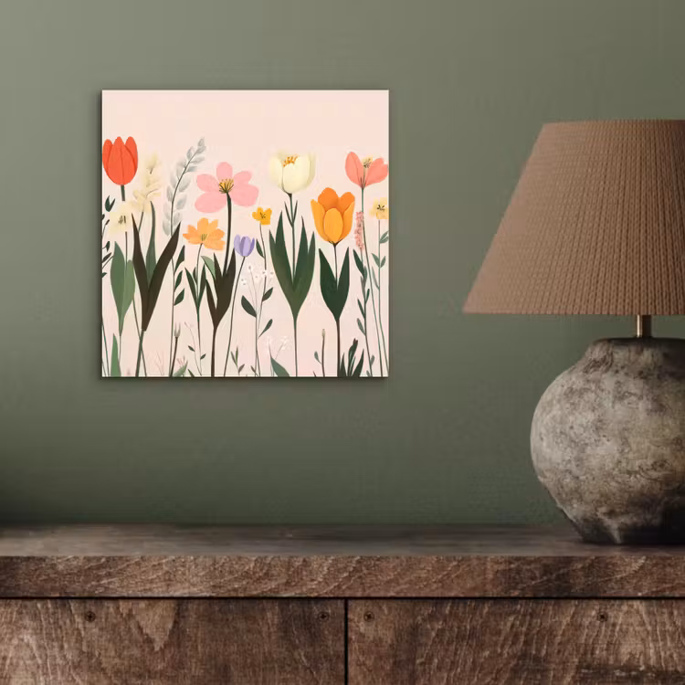 Aluminium schilderij - Pasteltinten - Bloemen - Illustratie — 3