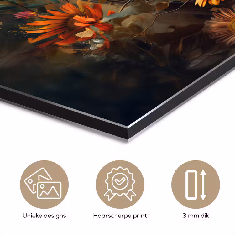 Aluminium schilderij - Uil - Vogel - Bloemen - Planten - Botanisch — 7