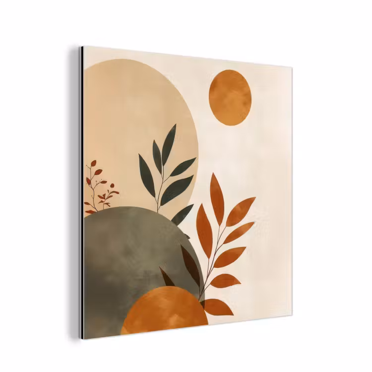 Aluminium schilderij - Vormen - Rond - Bladeren - Beige — 1