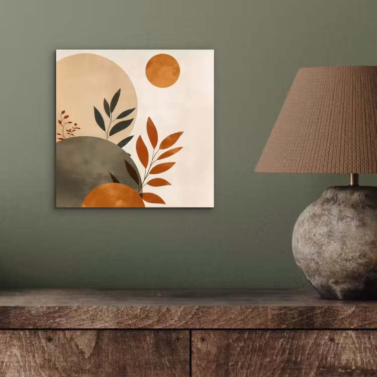 Aluminium schilderij - Vormen - Rond - Bladeren - Beige — 3