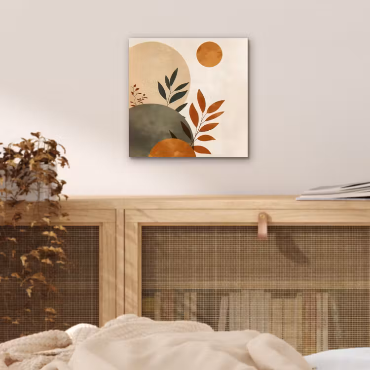 Aluminium schilderij - Vormen - Rond - Bladeren - Beige — 4