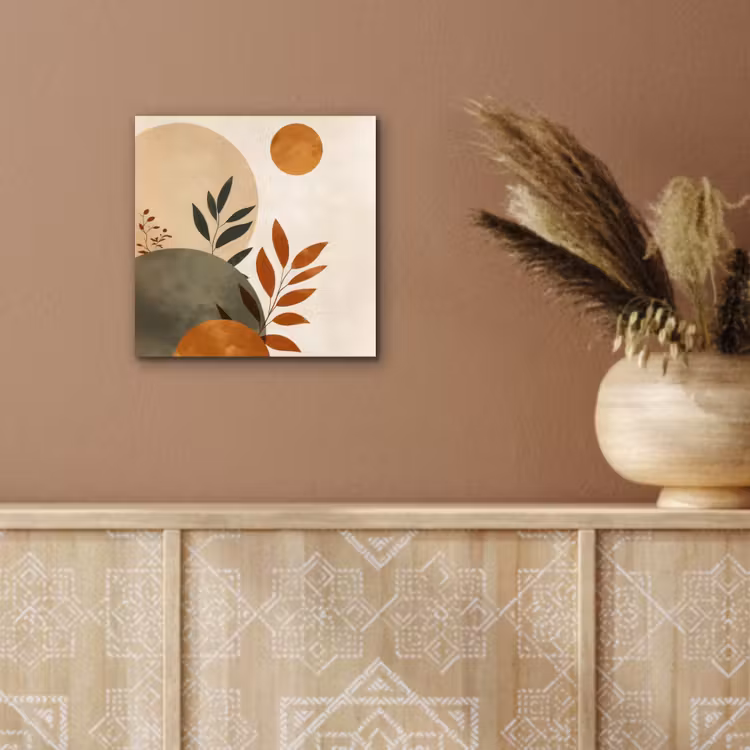 Aluminium schilderij - Vormen - Rond - Bladeren - Beige — 5