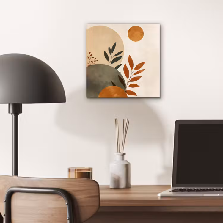 Aluminium schilderij - Vormen - Rond - Bladeren - Beige — 6