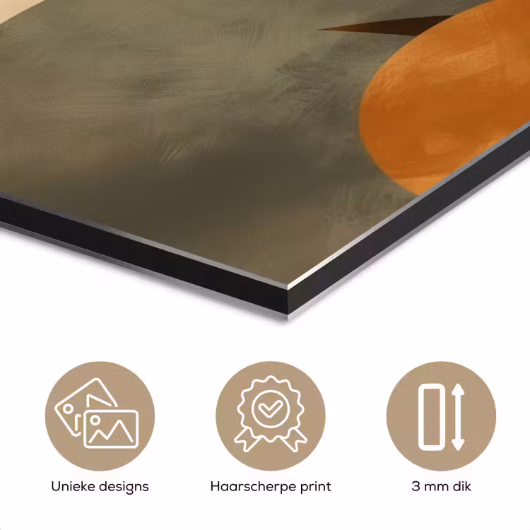 Aluminium schilderij - Vormen - Rond - Bladeren - Beige — 7