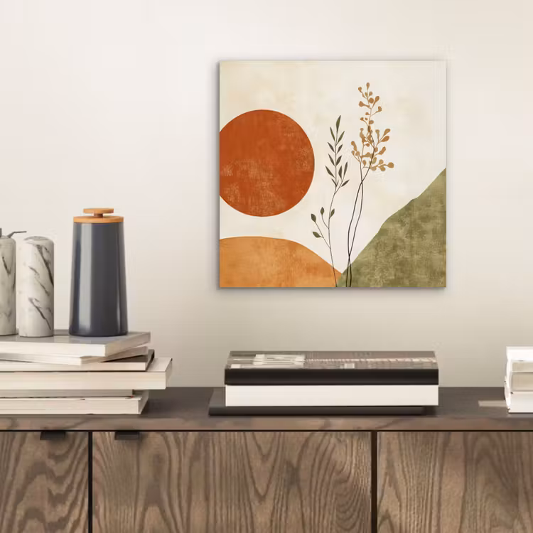 Aluminium schilderij - Zon - Abstract - Takken - Oranje — 2