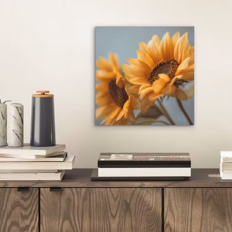Aluminium schilderij - Zonnebloemen - Geel - Wazig — 2
