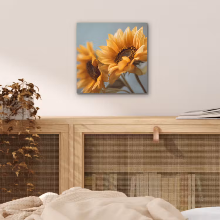 Aluminium schilderij - Zonnebloemen - Geel - Wazig — 4