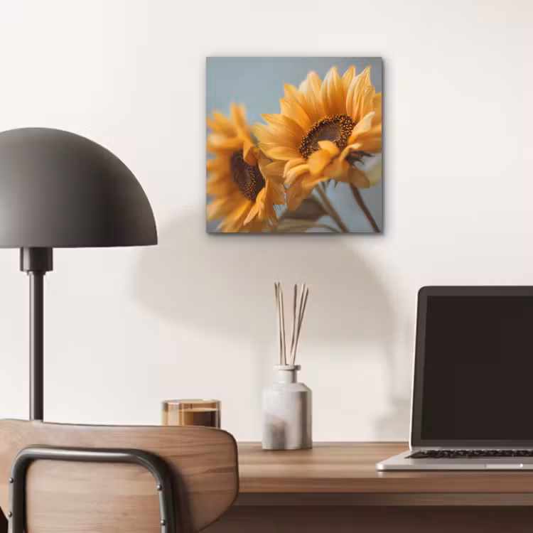 Aluminium schilderij - Zonnebloemen - Geel - Wazig — 6