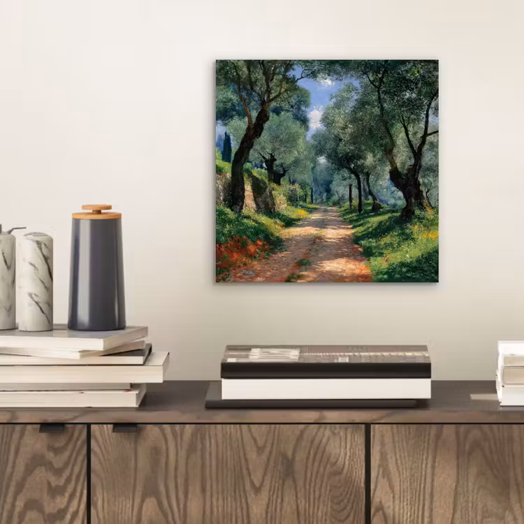 Aluminium schilderij - Pad - Bomen - Schaduw - — 2