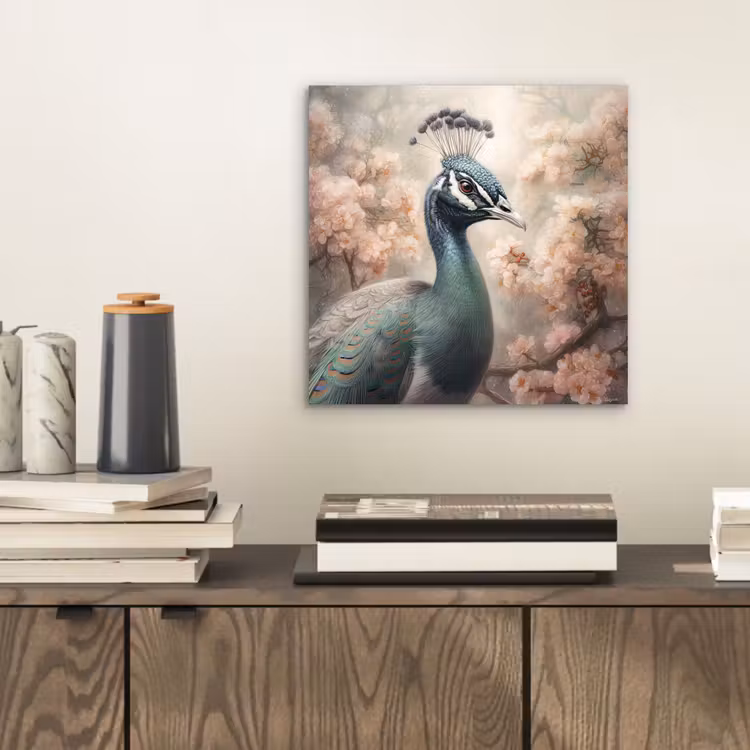 Aluminium schilderij - Pauw - Vogels - Bloemen - Boom - Botanisch — 2