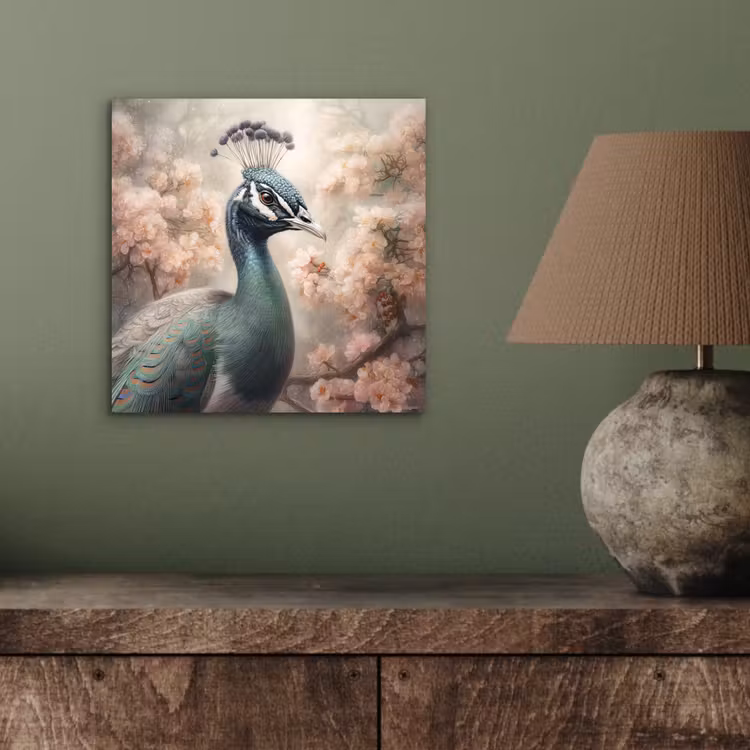 Aluminium schilderij - Pauw - Vogels - Bloemen - Boom - Botanisch — 3