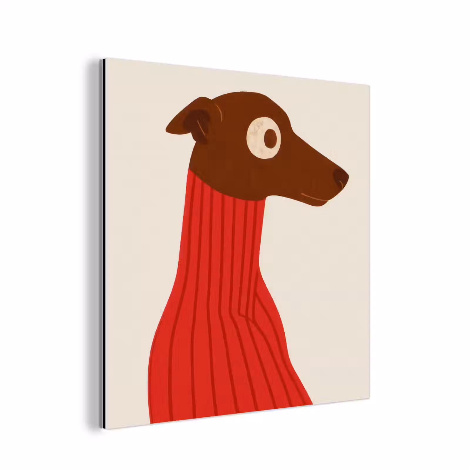 Aluminium schilderij - Silhouet - Hond - Trui - Rood — 1