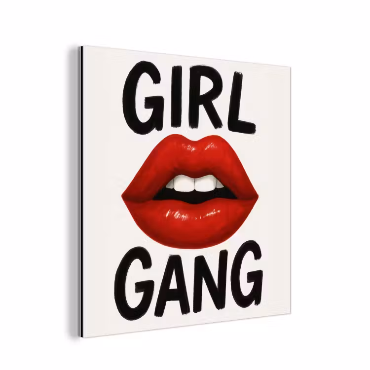 Aluminium schilderij - Lip - Girl - Rood - Letters — 1