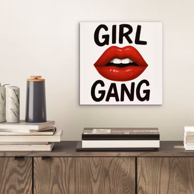 Aluminium schilderij - Lip - Girl - Rood - Letters — 2