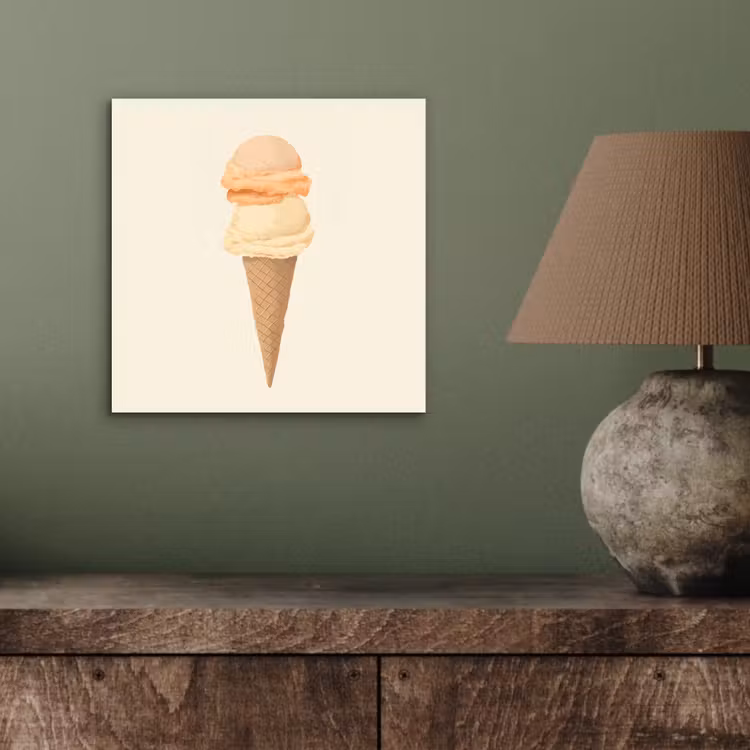 Aluminium schilderij - Minimalistisch - Schepijs - Hoorntje - Beige — 3