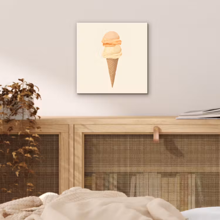 Aluminium schilderij - Minimalistisch - Schepijs - Hoorntje - Beige — 4