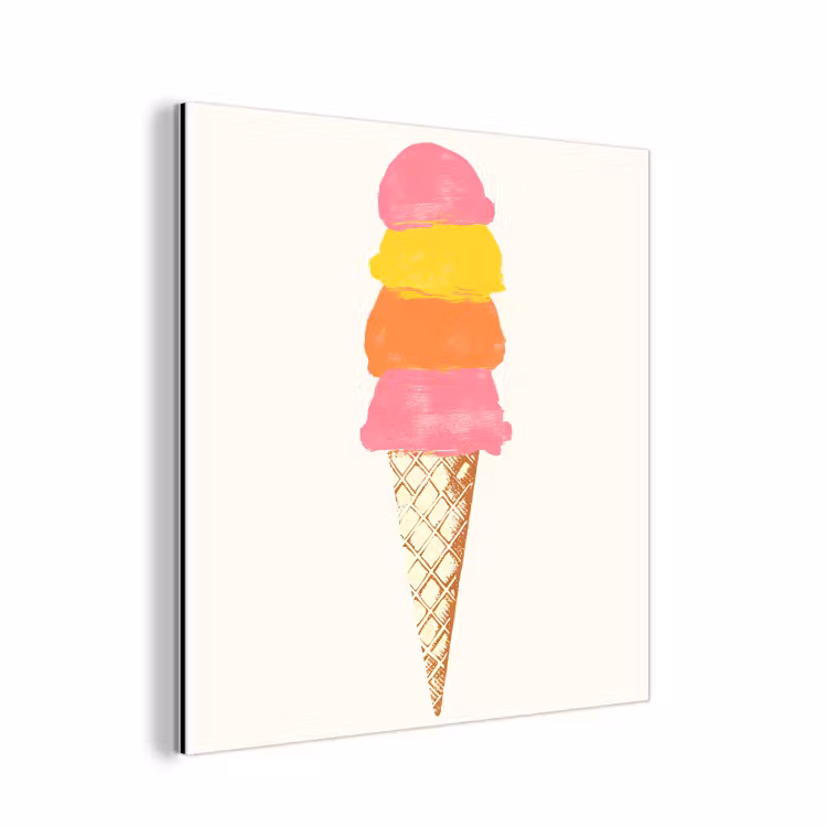 Aluminium schilderij - Schepijs - Hoorntje - Illustratie - Minimalistisch — 1