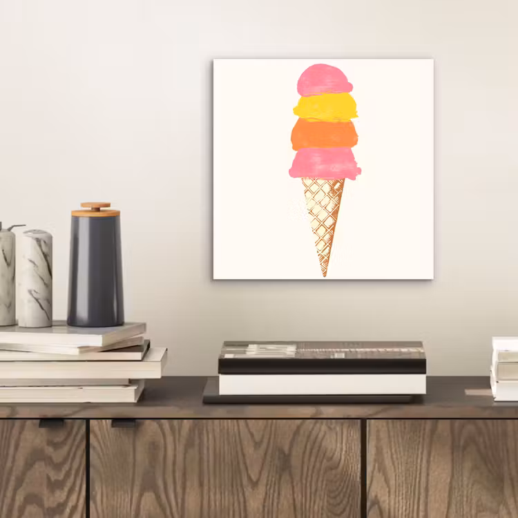 Aluminium schilderij - Schepijs - Hoorntje - Illustratie - Minimalistisch — 2