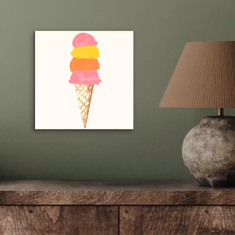 Aluminium schilderij - Schepijs - Hoorntje - Illustratie - Minimalistisch — 3
