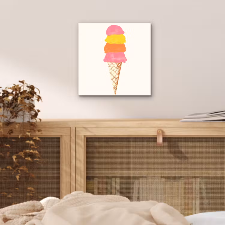 Aluminium schilderij - Schepijs - Hoorntje - Illustratie - Minimalistisch — 4