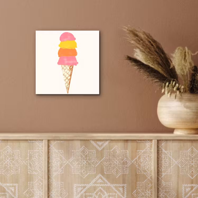 Aluminium schilderij - Schepijs - Hoorntje - Illustratie - Minimalistisch — 5