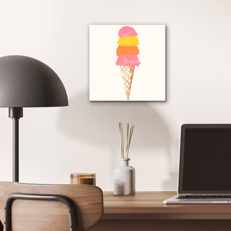 Aluminium schilderij - Schepijs - Hoorntje - Illustratie - Minimalistisch — 6