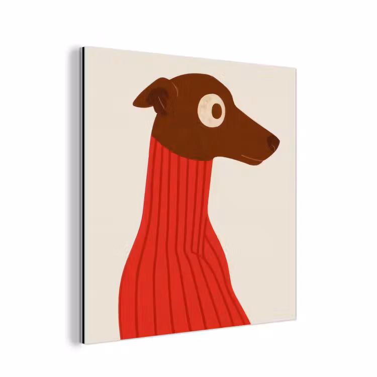 Aluminium schilderij - Silhouet - Hond - Trui - Rood — 1
