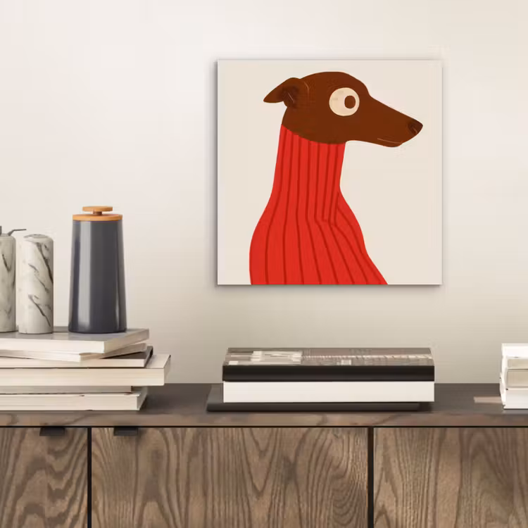 Aluminium schilderij - Silhouet - Hond - Trui - Rood — 2