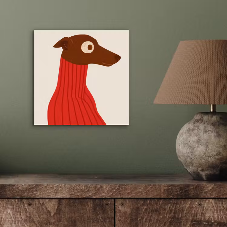 Aluminium schilderij - Silhouet - Hond - Trui - Rood — 3