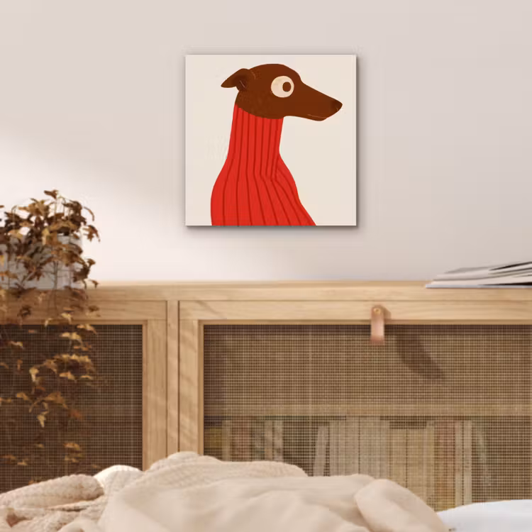 Aluminium schilderij - Silhouet - Hond - Trui - Rood — 4