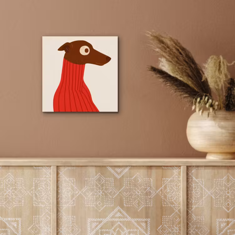 Aluminium schilderij - Silhouet - Hond - Trui - Rood — 5