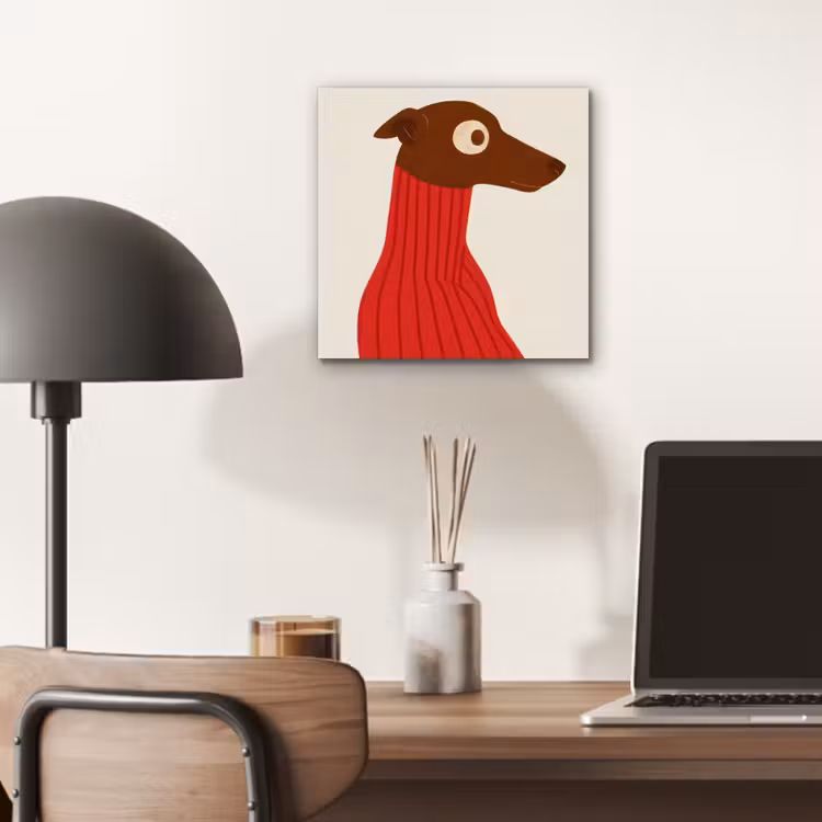 Aluminium schilderij - Silhouet - Hond - Trui - Rood — 6