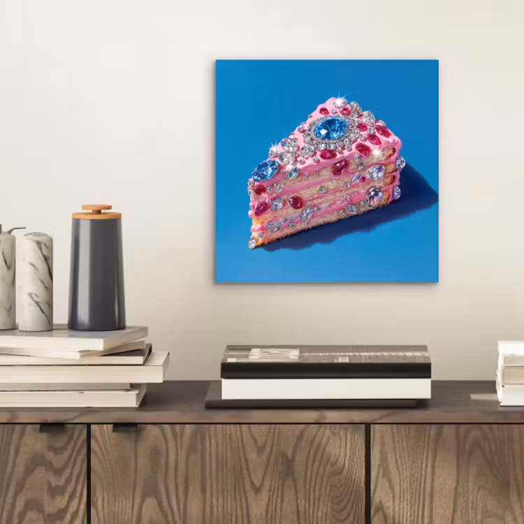 Aluminium schilderij - Taart - Edelstenen - Glitters - Roze — 2