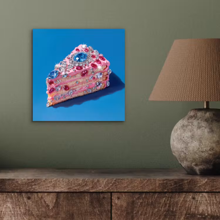 Aluminium schilderij - Taart - Edelstenen - Glitters - Roze — 3