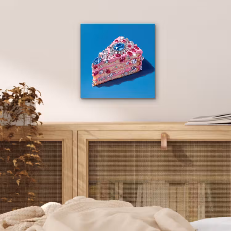 Aluminium schilderij - Taart - Edelstenen - Glitters - Roze — 4
