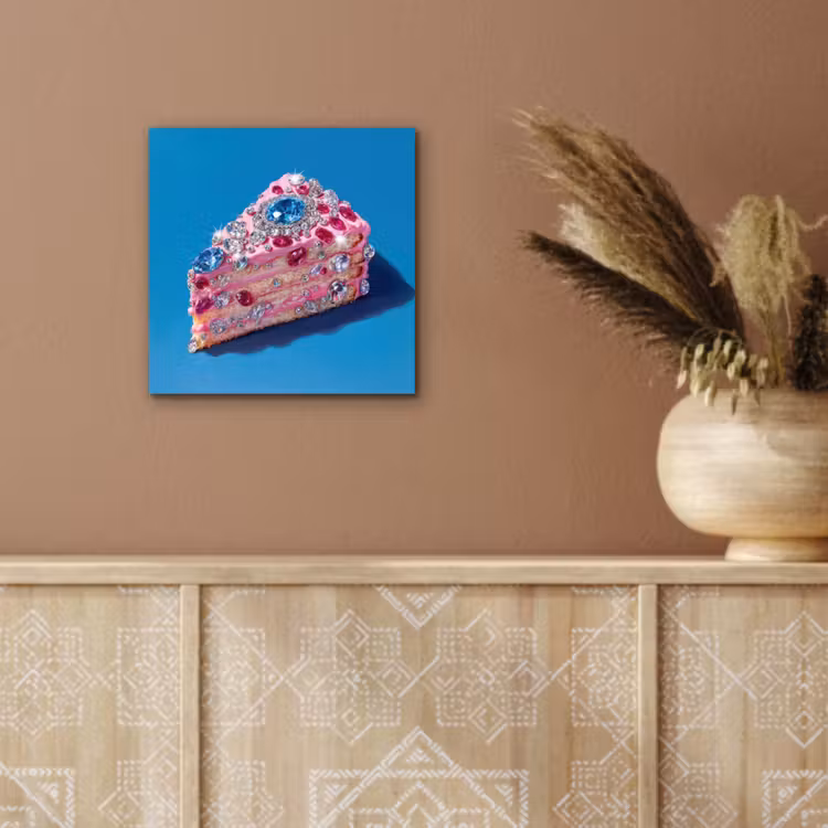 Aluminium schilderij - Taart - Edelstenen - Glitters - Roze — 5