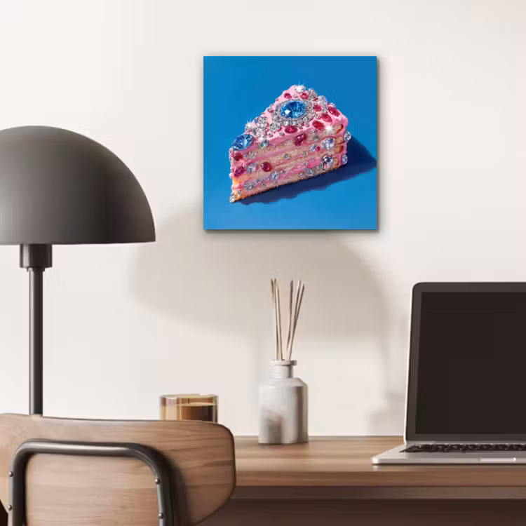 Aluminium schilderij - Taart - Edelstenen - Glitters - Roze — 6