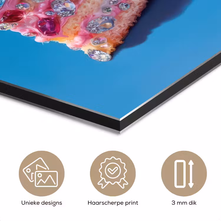 Aluminium schilderij - Taart - Edelstenen - Glitters - Roze — 7
