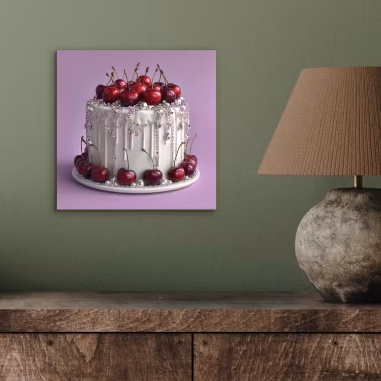 Aluminium schilderij - Taart - Kersen - Juwelen - Rood — 3